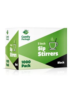 Comfy Package [1000 Count] 5 Inch Coffee & Cocktail Stirrers/Straws Disposable Plastic Sip Stir Sticks Black  - Image 5