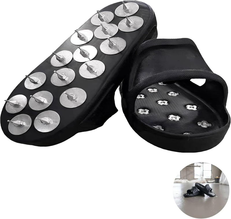 Black Spiked Shoes for Epoxy Flooring, Concrete & Yard, Metal Spikes, EVA, Easy Wear/Remove - Image 4