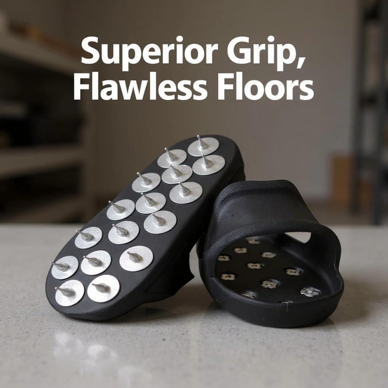 Black Spiked Shoes for Epoxy Flooring, Concrete & Yard, Metal Spikes, EVA, Easy Wear/Remove - Image 3