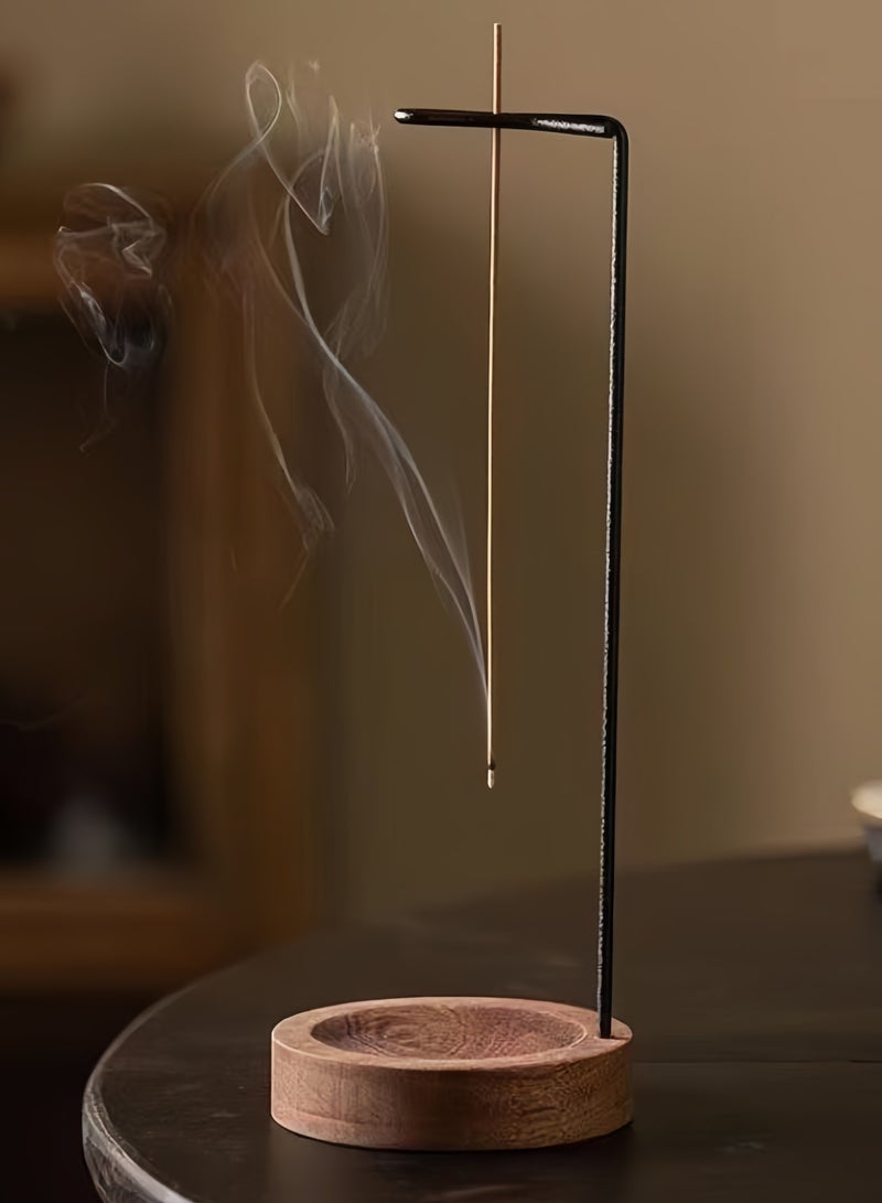 حامل بخور من الخشب الصلب، تصميم متعدد الأغراض، مبخرة خشبية مع حامل عصا البخور، مناسب لتزيين المنزل واليوجا والتأمل في المنتجعات الصحية - Image 2