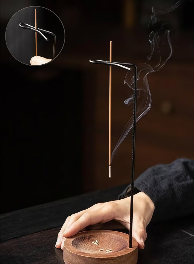حامل بخور من الخشب الصلب، تصميم متعدد الأغراض، مبخرة خشبية مع حامل عصا البخور، مناسب لتزيين المنزل واليوجا والتأمل في المنتجعات الصحية - Image 2
