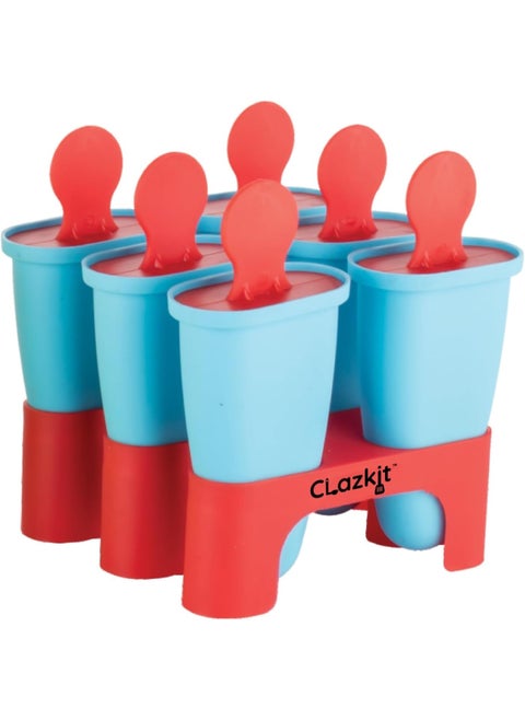 Clazkit Set of 6 Plastic Reusable Ice Pop Makers, Homemade Popsicle/Frozen Ice Cream/Kulfi Candy for Children & Adults - Multicolor,10 x 10 x 10 millimeters