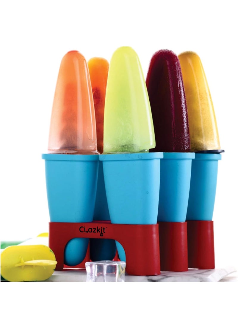 Clazkit - Clazkit Set of 6 Plastic Reusable Ice Pop Makers, Homemade Popsicle/Frozen Ice Cream/Kulfi Candy for Children & Adults - Multicolor,10 x 10 x 10 millimeters - Image 1