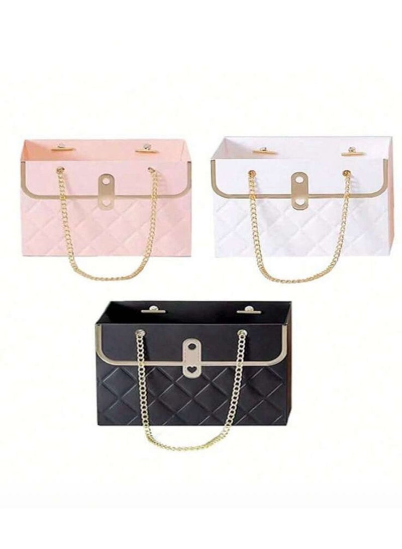 KRONFOL 3 pcs Portable Elegant Rose Flower Paper Gift Boxes,Rectangle Wrapping Bag,Foldable Hand-Held Flower Gift Box, Packaging Box, Wedding Decorations,Wedding Stuff, Wedding Favors For Guest, Wedding Decorations For Reception,Floral Shop DIY Flower Box, Small Commercial Supplies, Shopping Bag, Snack Bag, Party Bag, Wedding Birthday Party Gift Bag, - Image 1