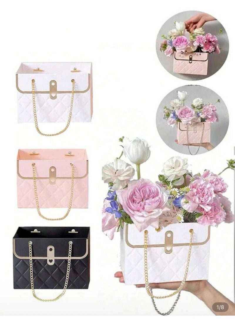 KRONFOL 3 pcs Portable Elegant Rose Flower Paper Gift Boxes,Rectangle Wrapping Bag,Foldable Hand-Held Flower Gift Box, Packaging Box, Wedding Decorations,Wedding Stuff, Wedding Favors For Guest, Wedding Decorations For Reception,Floral Shop DIY Flower Box, Small Commercial Supplies, Shopping Bag, Snack Bag, Party Bag, Wedding Birthday Party Gift Bag, - Image 3
