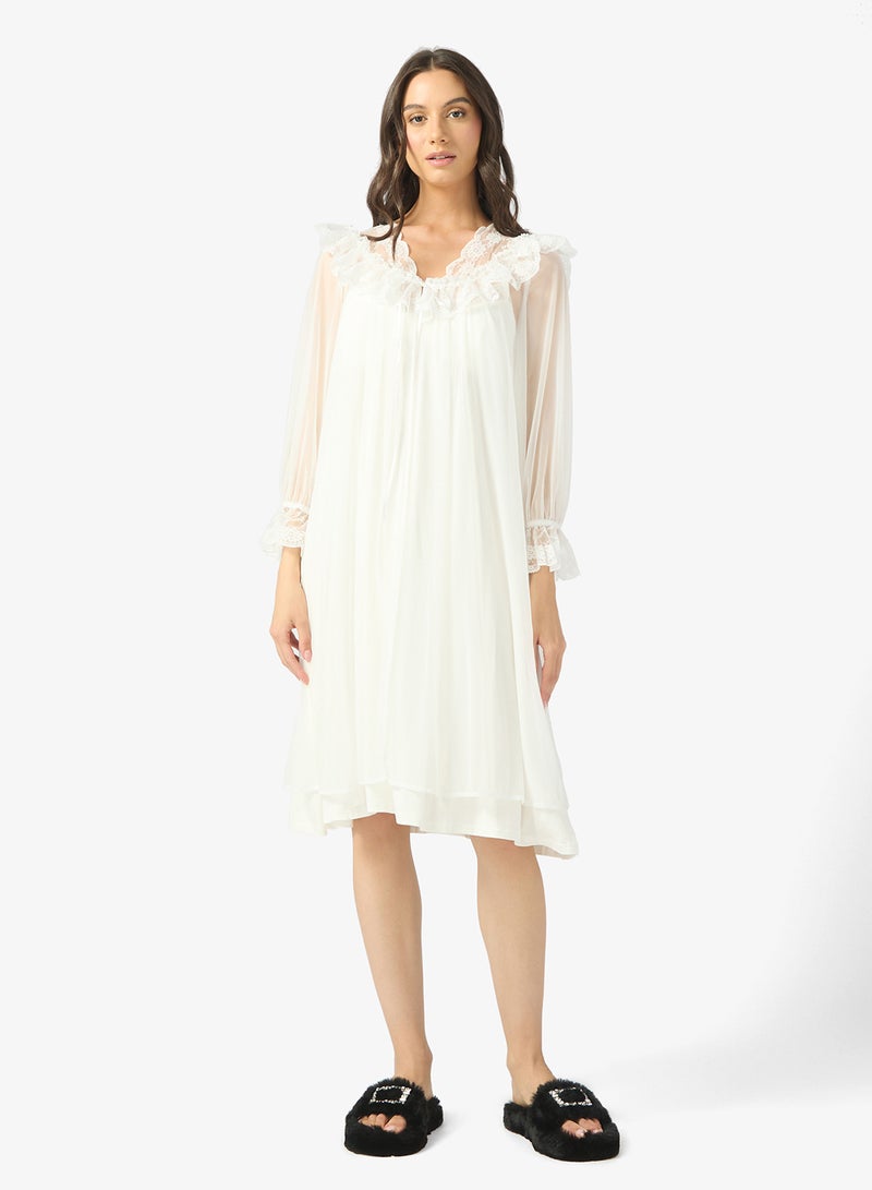 خزانة فستان نوم حريري مع روب شفاف - Image 5