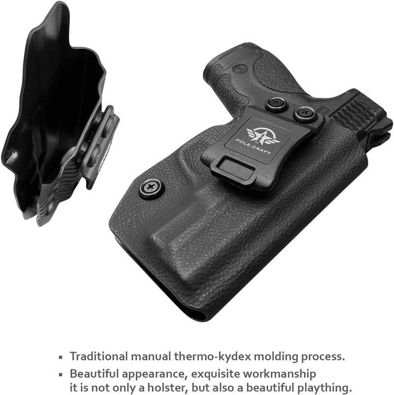 POLE.CRAFT M&P Shield 9MM Holster IWB Kydex Holster Fit: Smith & Wesson M&P Shield Plus / M2.0 / M1.0-9mm/.40 S&W 3.1" Barrel Pistol- Inside Waistband - Image 5