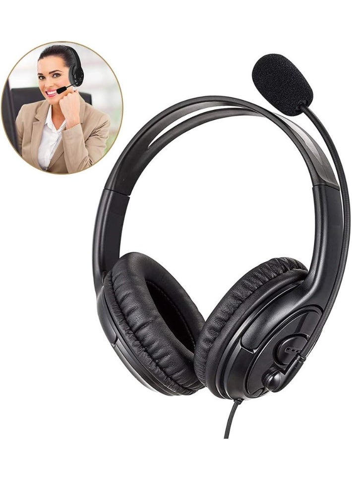 Headset Call Center Headphone with Microphone Noise Cancelling Over Ear Wired Headphone Computer Headset for Call Center Office Home Online Teaching - Image 2