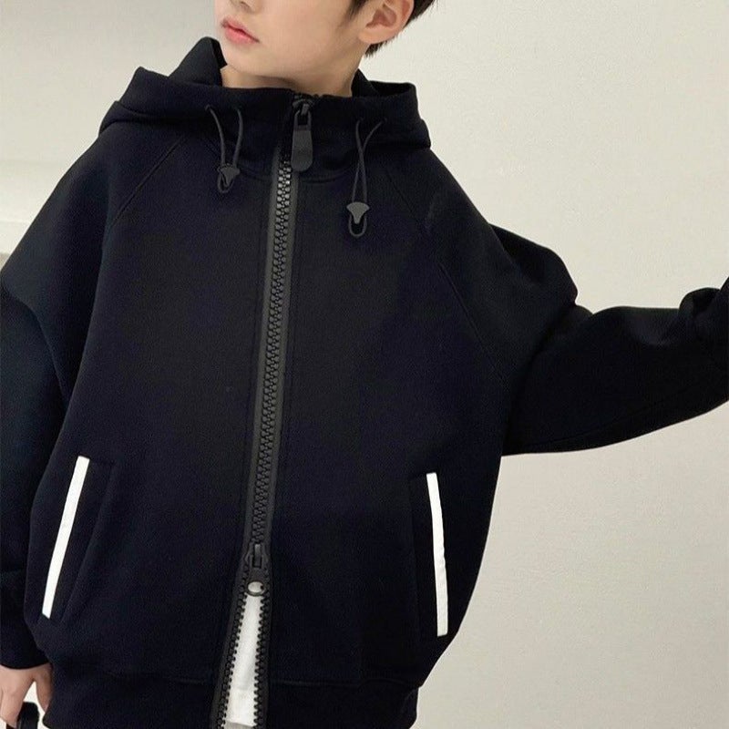 Boys' Hooded Jacket Children'S Cardigan Boy'S Handsome Clothes Big Children'S Autumn Sweatshirt - Image 4