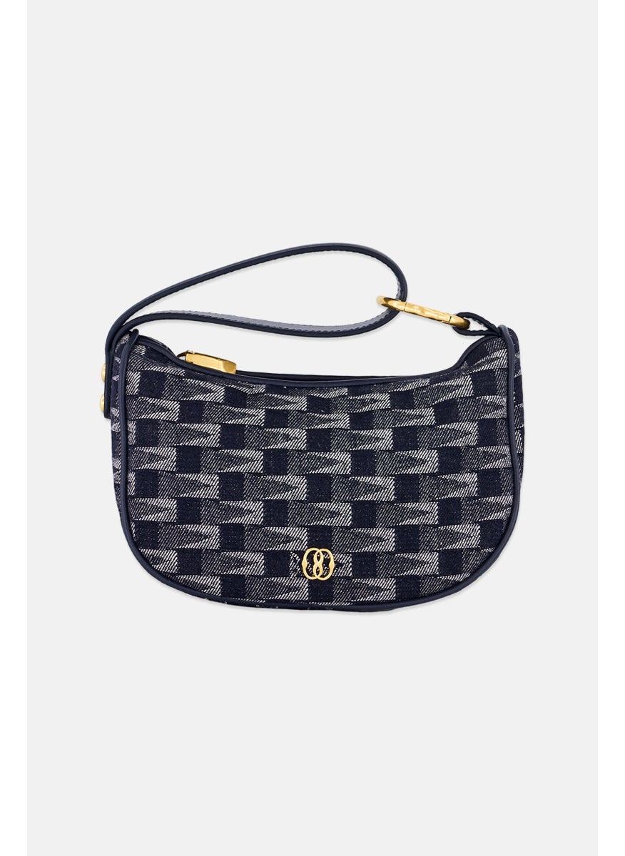 BALLY Women Monogram Emblem Minimoon Day Clutch Bag, Navy Blue  - Image 1