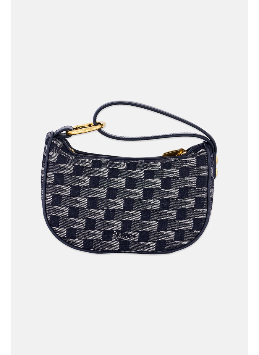 BALLY Women Monogram Emblem Minimoon Day Clutch Bag, Navy Blue  - Image 2