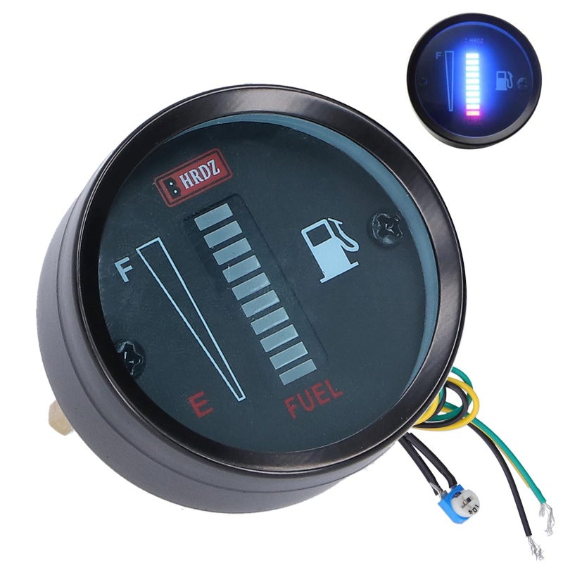 عداد الوقود العالمي 52 ملم مع مؤشر LED أزرق، مقاومة قابلة للتعديل، 12 فولت للسيارات والدراجات النارية - Image 2