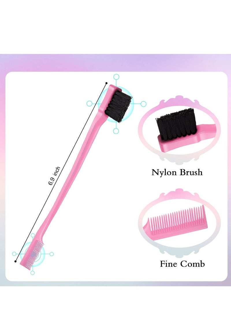 Generic 3 Pcs Slick Back Hair Brush Set Bristle Hair Brush Edge Control Brush Teasing Comb Rat Tail Comb for Women Baby Kids' Black Hair (Pink)  - Image 4