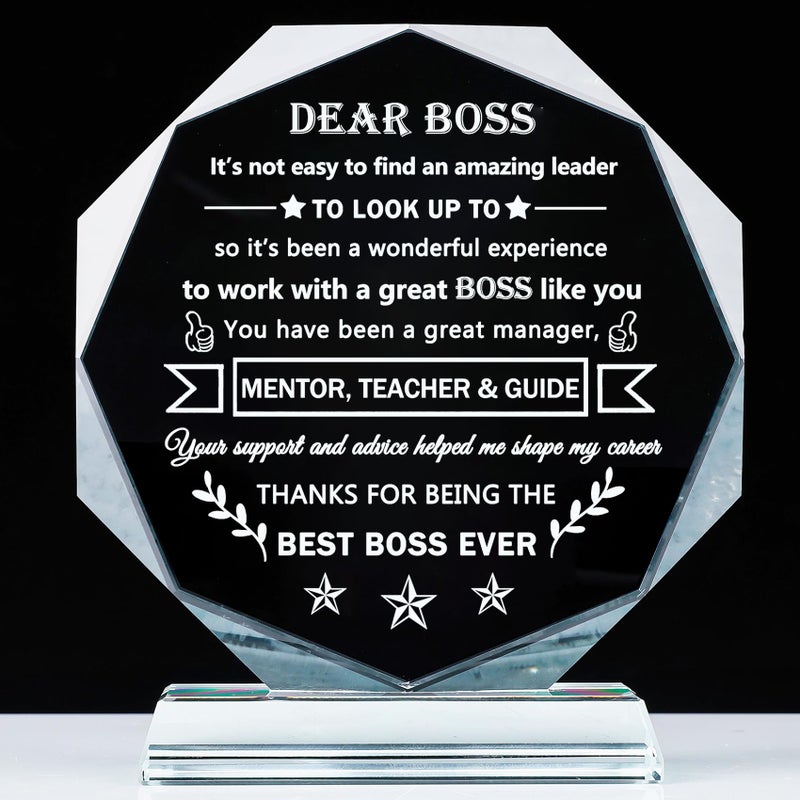 Ywhl Best Boss Gifts For Women Men Going Away Appreciation Gifts For Boss Lady Male Crystal Office Keepsake Present For Boss Leader Boss Day Retirement Christmas Birthday Gifts For Boss - Image 1