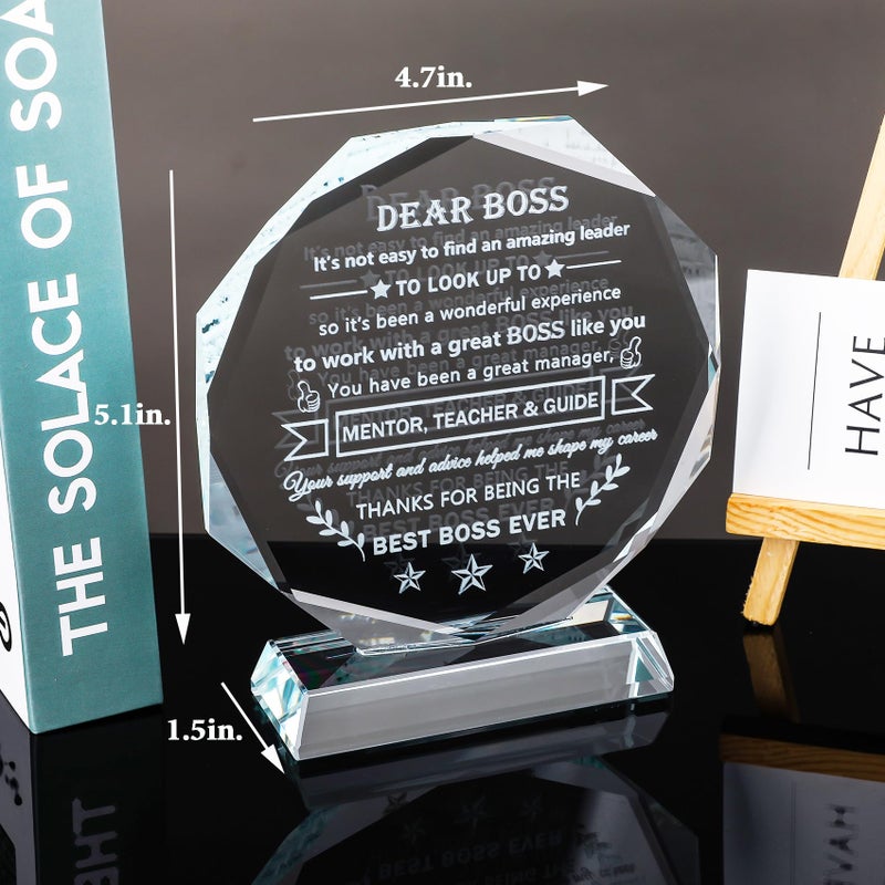 Ywhl Best Boss Gifts For Women Men Going Away Appreciation Gifts For Boss Lady Male Crystal Office Keepsake Present For Boss Leader Boss Day Retirement Christmas Birthday Gifts For Boss - Image 5