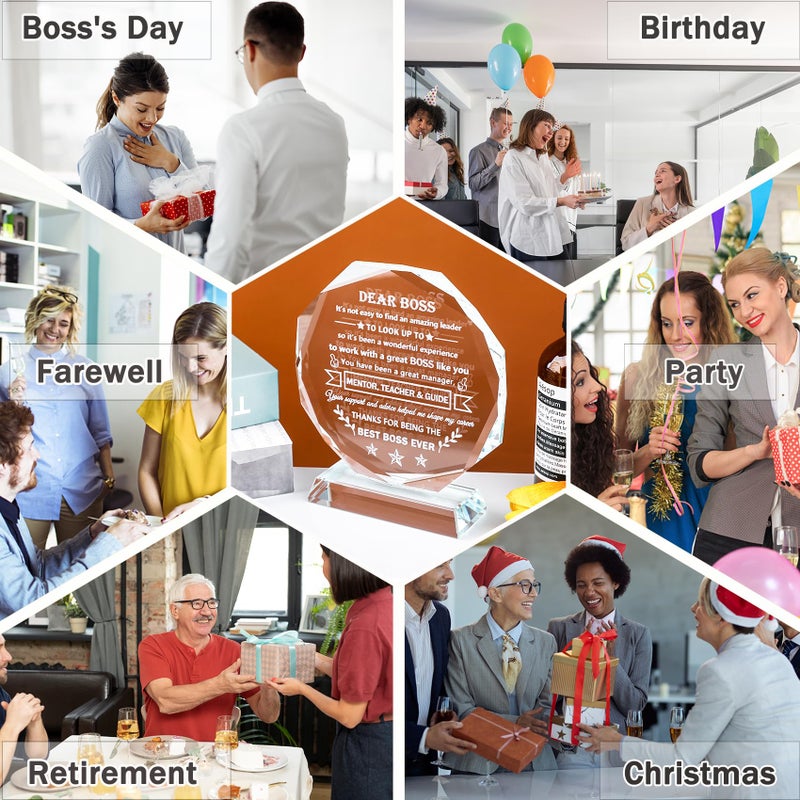 Ywhl Best Boss Gifts For Women Men Going Away Appreciation Gifts For Boss Lady Male Crystal Office Keepsake Present For Boss Leader Boss Day Retirement Christmas Birthday Gifts For Boss - Image 3