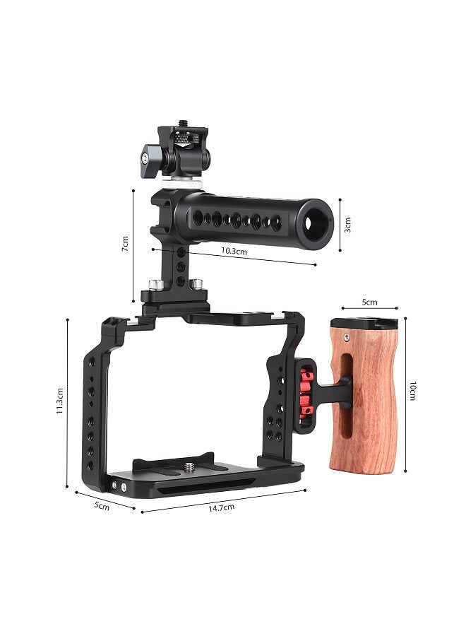 ANDOER Aluminum Alloy Camera Cage Kit including Camera Cage + Top Handle + Wooden Grip + Mini Monitor Mount Replacement for Sony A7R III/ A7 II/ A7III  - Image 5