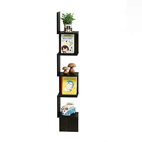 Furinno Rossi Wall Mount Floating Corner Shelf, 5-Tier Square , Espresso - Image 5