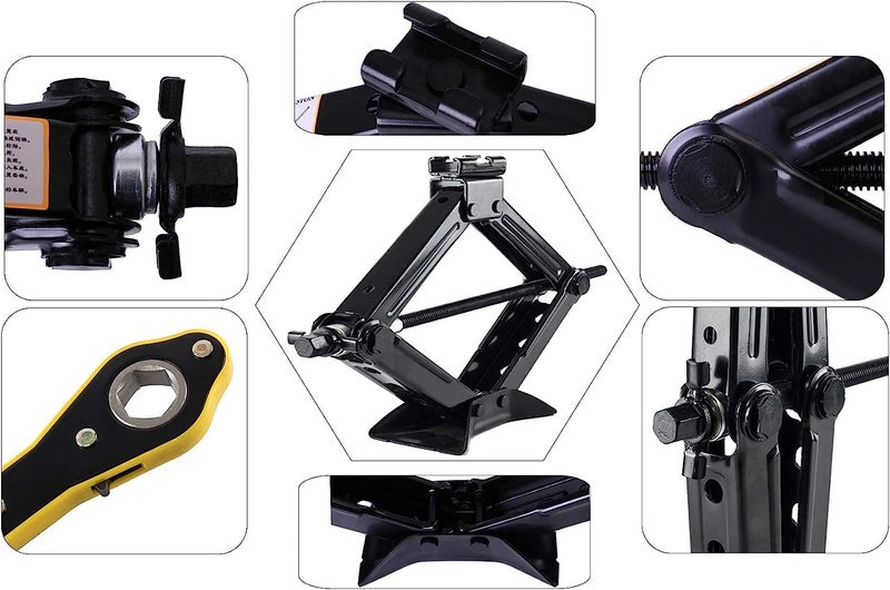 Alark جاك رفع مقص Alark للسيارات - سعة قصوى 1.5 طن (3,307 رطل) - مجموعة رفع مع مفتاح للسيارات SUV و MPV مناسبة لجميع أنواع موديلات المركبات - Image 5