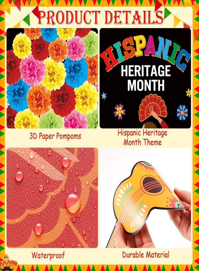 Funrous 68 Pcs Hispanic Heritage Month Decorations Spanish Classroom Bulletin Board Hispanic Heritage Bulletin Board Decoration Latin American Cutouts with 3D Pompom for Classroom Home Decor (Pompom) - Image 3