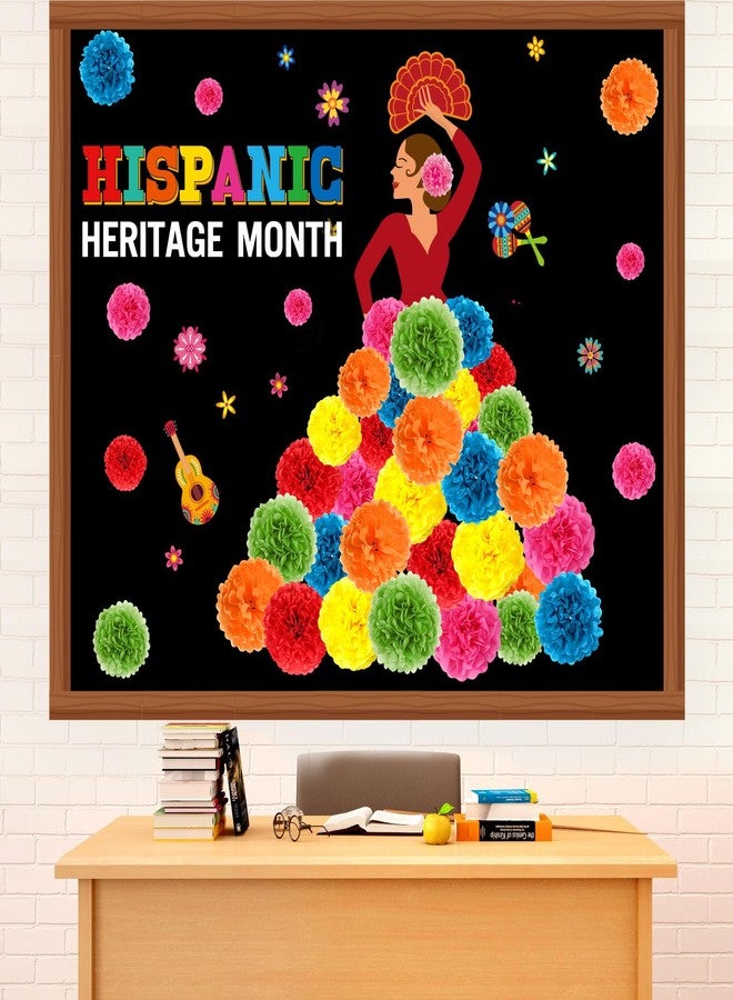Funrous 68 Pcs Hispanic Heritage Month Decorations Spanish Classroom Bulletin Board Hispanic Heritage Bulletin Board Decoration Latin American Cutouts with 3D Pompom for Classroom Home Decor (Pompom) - Image 1