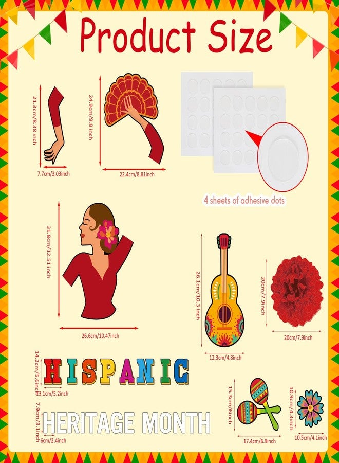 Funrous 68 Pcs Hispanic Heritage Month Decorations Spanish Classroom Bulletin Board Hispanic Heritage Bulletin Board Decoration Latin American Cutouts with 3D Pompom for Classroom Home Decor (Pompom) - Image 2