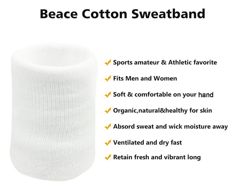 Neska Moda Unisex White and Navy Pack of 2 Cotton Wrist Band - Image 3