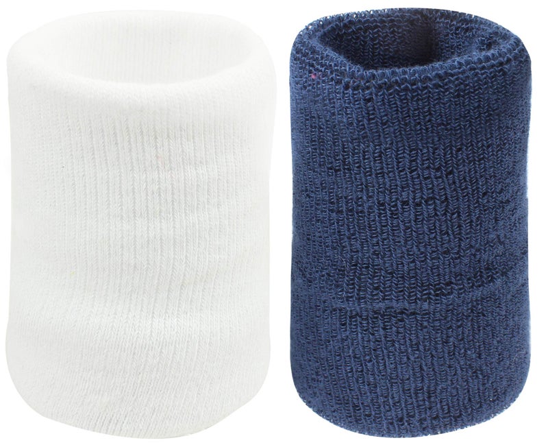 Neska Moda Unisex White and Navy Pack of 2 Cotton Wrist Band - Image 1