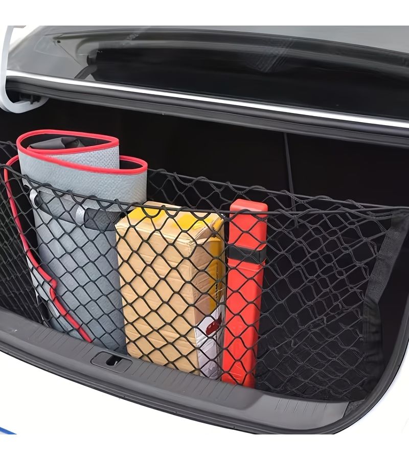 Black Elastic Stretchable Car Trunk Nylon Storage Net With Hooks For SUVs Trucks Cars Organizing Trunk Mesh Pockets - Image 4
