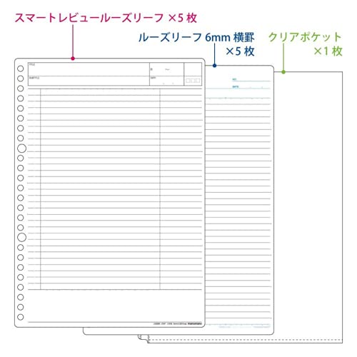 Maruman Loose Leaf Color Binder Session B5 26 Rings and Loose Leaf Paper B5 6mm ruled 50 sheets(L1201) Pack… (Light Purple) - Image 5
