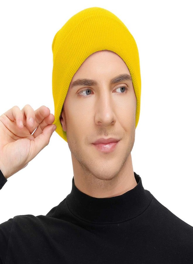 Zando Halloween Yellow Beanie Hat for Men Women Youth - Lightweight Soft Warm Knit Winter Hat Skull Watch Slouchy Cap Cosplay Accessories Daily Christmas New Year Valentine's Day Gift - Image 3