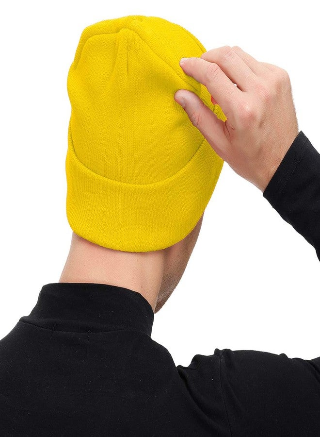 Zando Halloween Yellow Beanie Hat for Men Women Youth - Lightweight Soft Warm Knit Winter Hat Skull Watch Slouchy Cap Cosplay Accessories Daily Christmas New Year Valentine's Day Gift - Image 4