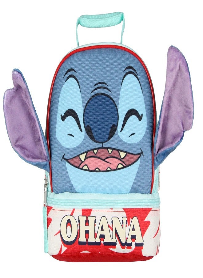 Bioworld صندوق غداء ديزني ليلو وستيتش بيك-أ-بو آذان مخملية ثلاثية الأبعاد أohana حقيبة غداء معزولة ذات قسمين - Image 4