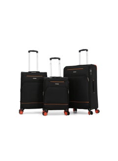 GIORDANO Softside Luggage Spinner Trolley Bag 3 Pieces Set,Black (S-20",M-24",L-28")  - Image 1