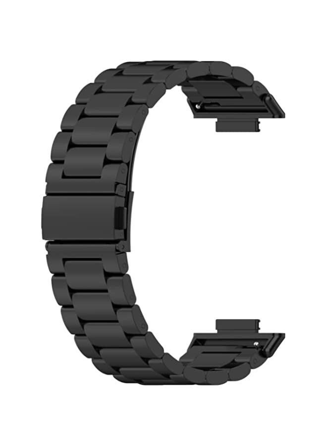 Three Bead Black Stainless Steel Metal Band for Huawei Watch Fit 2 - Image 3