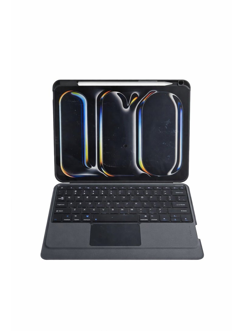 بروماس جراب لوحة مفاتيح تعمل باللمس مع لوحة لمس لجهاز iPad Air 4 / Air 5 (10.9 بوصة) - الإنجليزية والعربية، أسود - Image 2