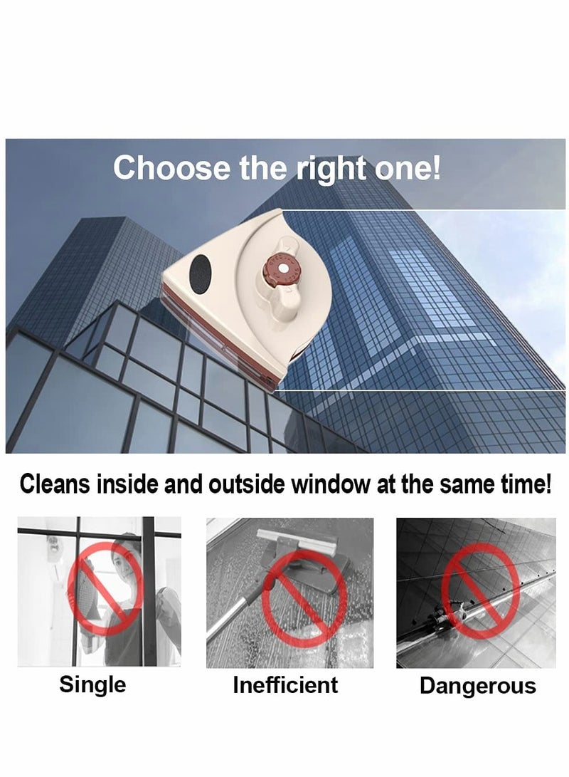 SYOSI Magnetic Window Cleaner Tool, Double Sided Brush, Five-Gear Adjustable Outside Window Cleaner Home Glass Wiper for High Windows Thickness 0.2"-1" Shower Window Squeegee 106 Pcs - Image 3