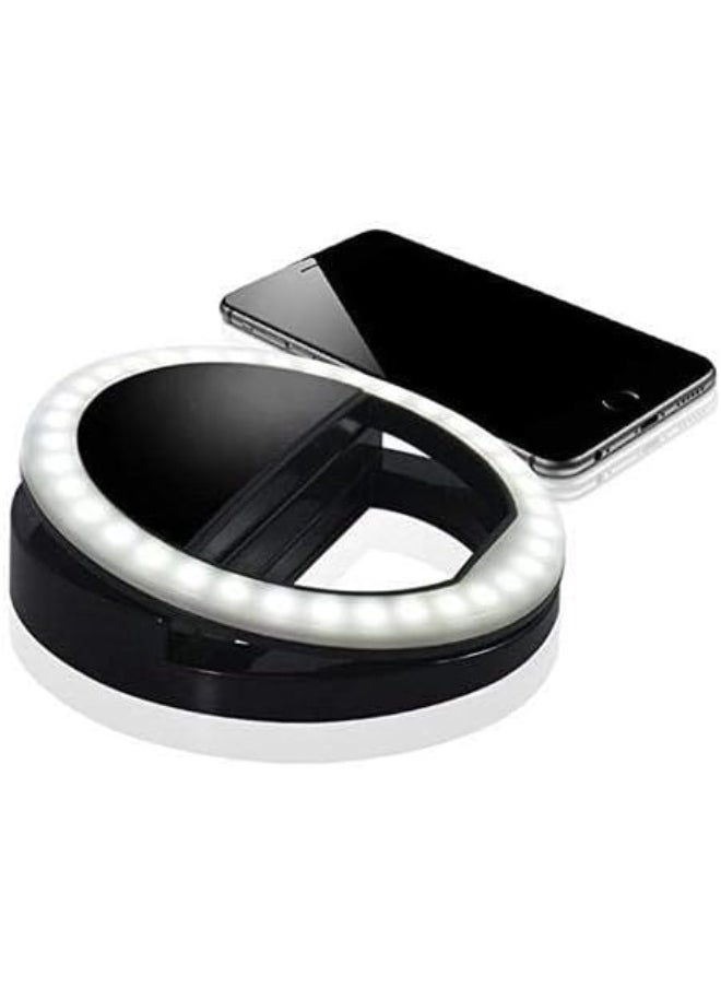 Generic Rechargeable LED Selfie Ring Light – Clip-On Camera Light for iPhone, iPad, Samsung Galaxy – White  - Image 2