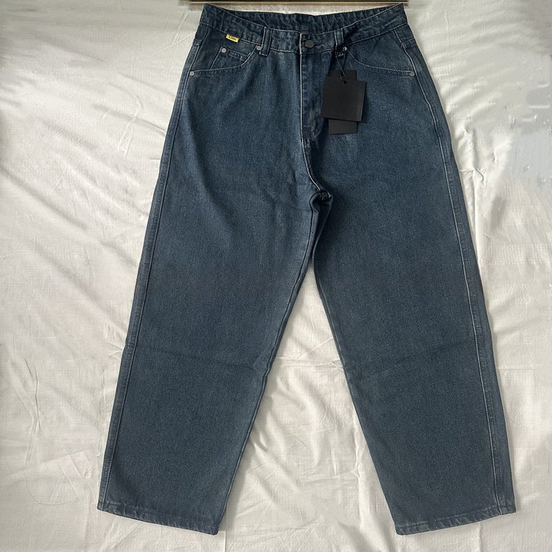 DM Embroidered Cotton Straight-Leg Unisex Jeans Light blue - Image 1