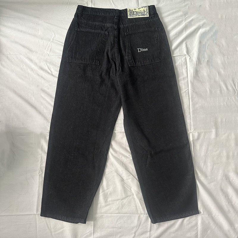 DM Embroidered Cotton Straight-Leg Unisex Jeans Light blue - Image 2