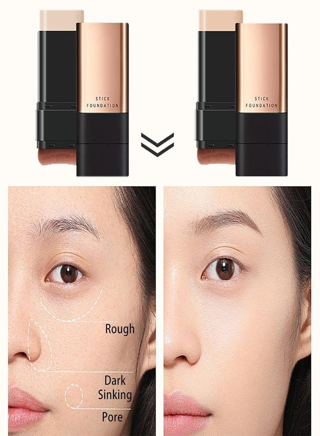 Ehmznv ORNAMENTS 2 in 1 Foundation Stick with Built-in Brush,Full Coverage Cream Foundation,Waterproof Matte Finish Makeup,Long Lasting Concealer Stick,Smooth Blend Korean Makeup Base for All Skin Type - Image 3