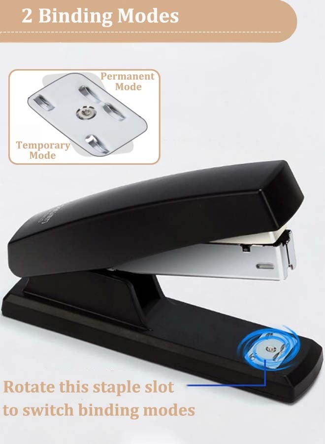 ديلي طقم دباسة مكتبية (يتضمن دباسة، مزيل دبابيس، 640 قطعة دبابيس قياسية 24/6) دباسة يدوية صغيرة سعة 1-25 صفحة، مناسبة لطلاب المدارس والمكاتب، طقم دباسة ثلاثة في واحد، أسود. - Image 4