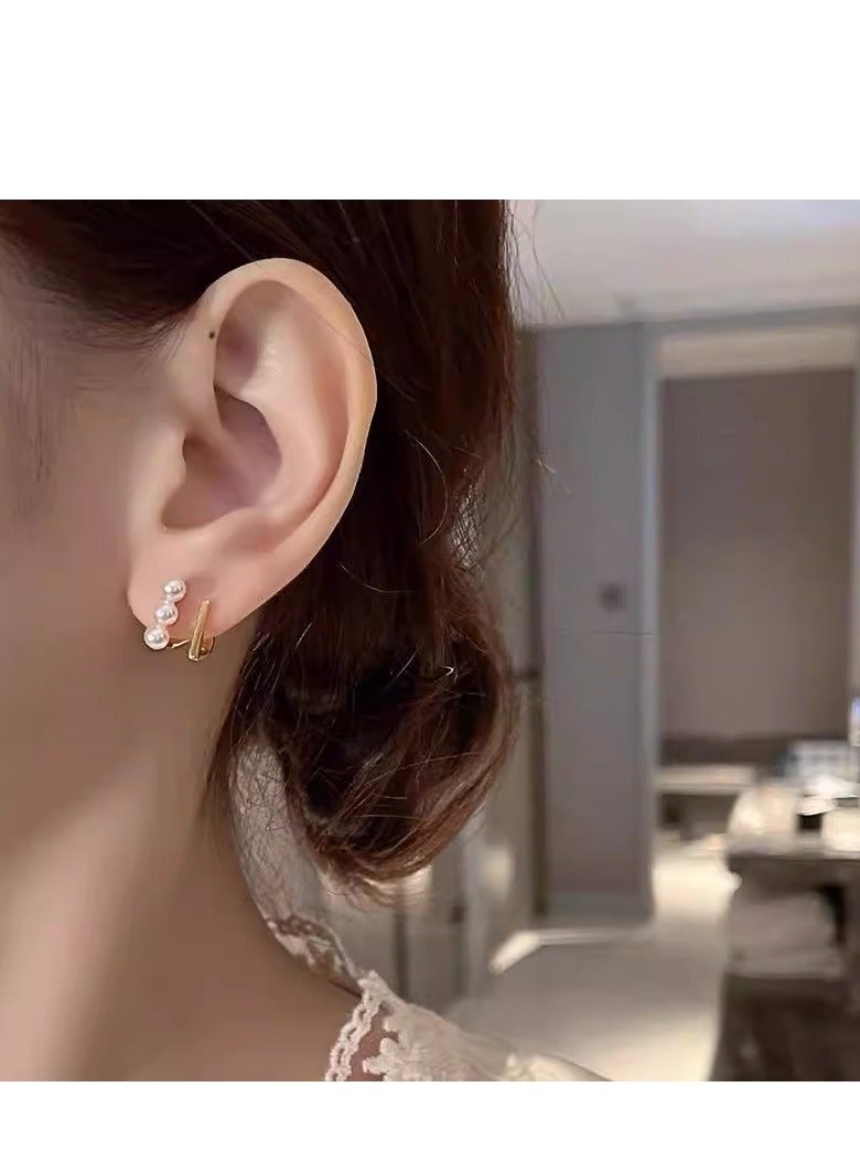 أقراط اللؤلؤ الهندسية - Image 2