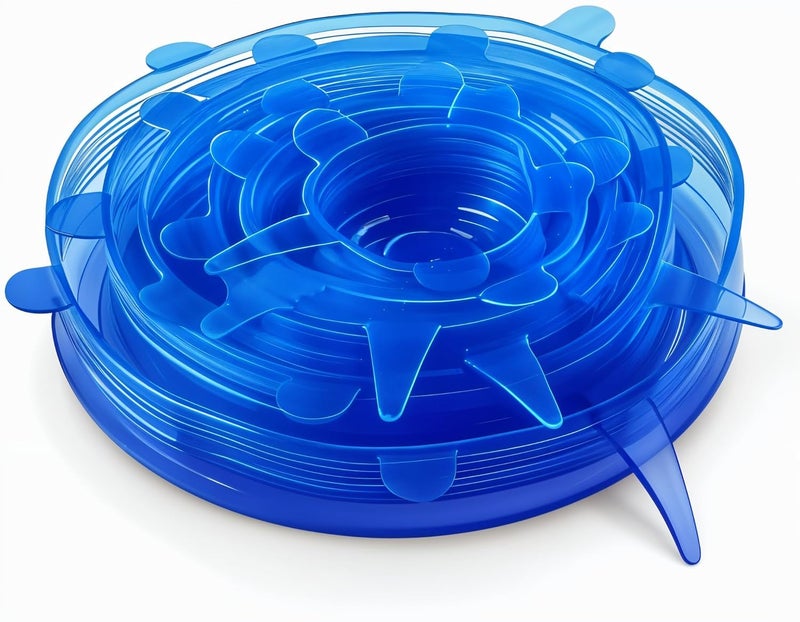 PREZONE - Silicone Stretch Lids, Multi-Size Reusable Silicone Lids for Bowls and Containers, Airtight Silicone Bowl Covers, BPA-Free, Eco-Friendly, Dishwasher and Freezer Safe (Pack of 6 Pcs) - Image 2