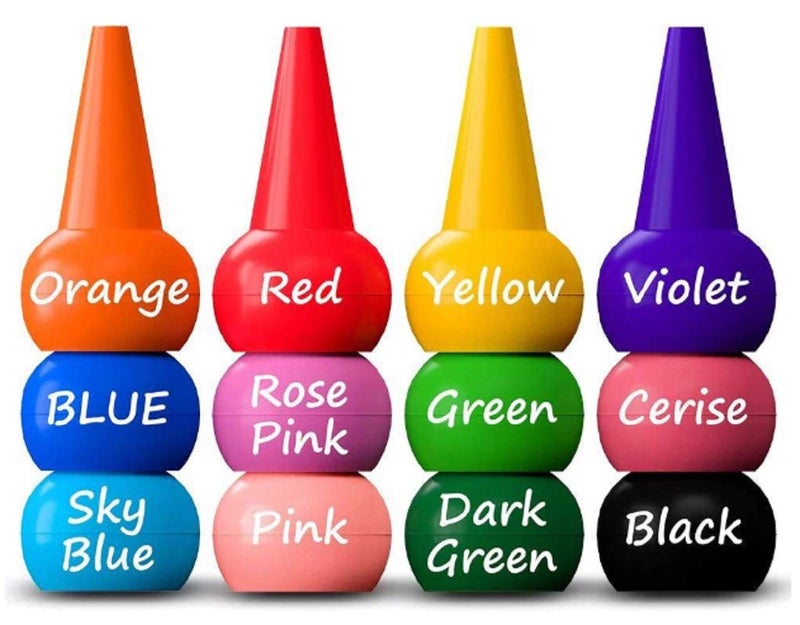 ArtBee Finger Crayons For Toddlers,12 Colors Finger Paint Palm Grip Crayons,Multicolor - Image 1