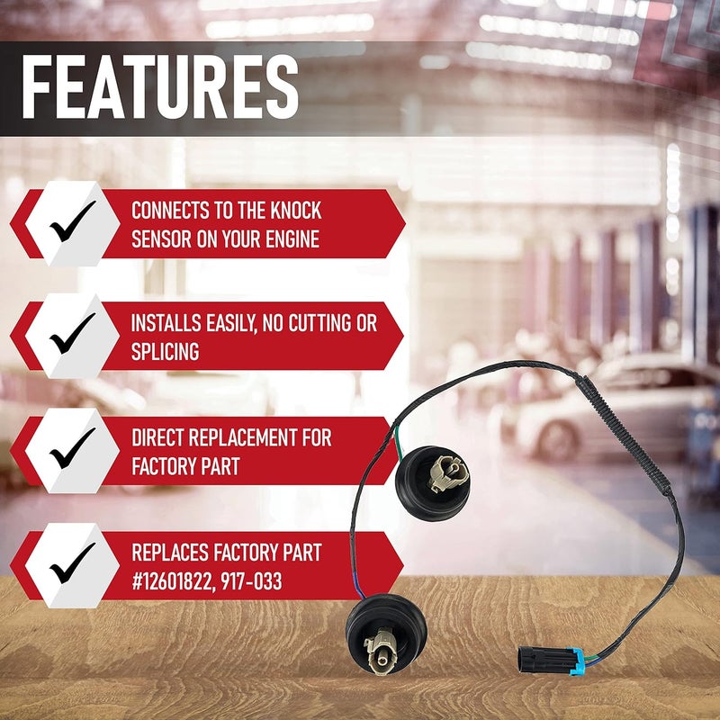 AA Ignition Ignition Dual Knock Sensor Connectors with Wire Harness Kit - 12601822, 917-033 - Fits Chevy, GMC & Cadillac - Suburban,Silverado,Tahoe,Sierra,Yukon, Avalanche,4.8,5.3,6.0 - Engine Detonation Sensor - Image 2