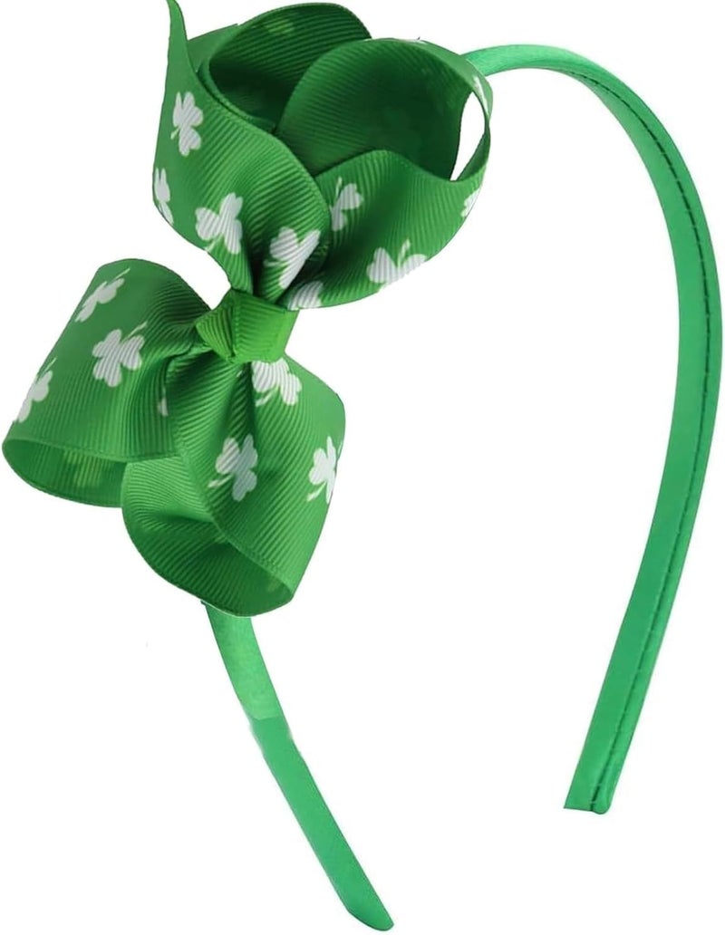 ZEYER St Patrick's Day Headband for Women and Girls Green Clover Headband Bow Shamrock Headband