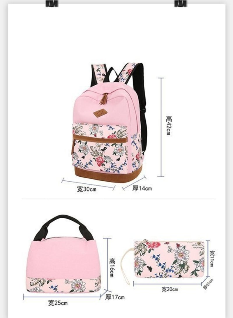 Oxford Cloth Polyester Printed Zipper Backpack Set Blue/Brown  - Image 4