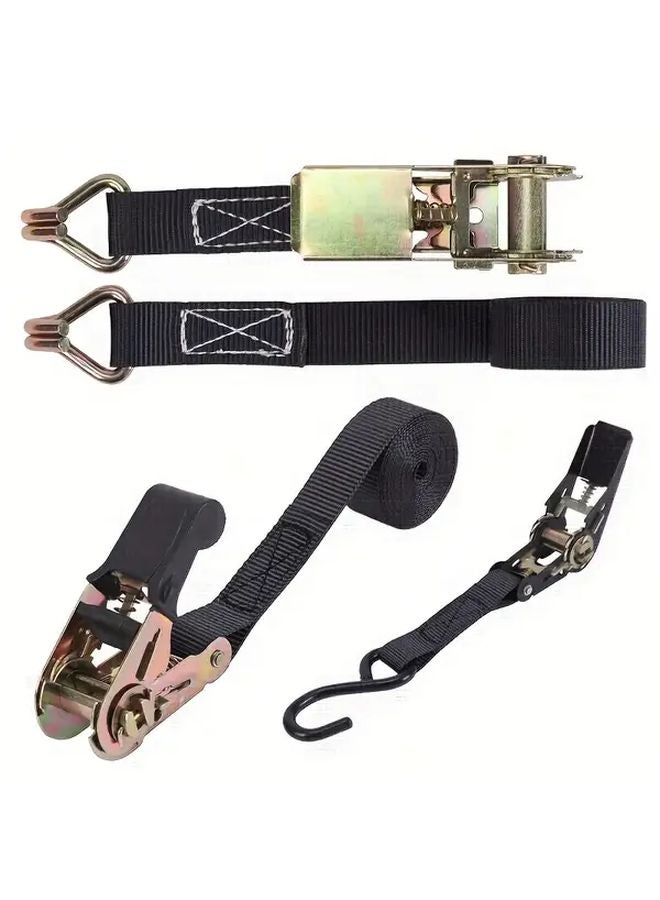 Orange Ratchet Tie Down Straps 8M 26 24FT Double Hook Tensioner Cargo Truck Motorcycle - Image 3