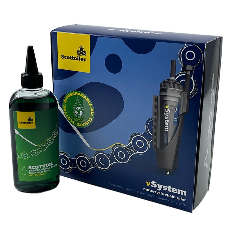 Scottoiler vSystem automatic motorcycle chain lubrication system PARENT Green